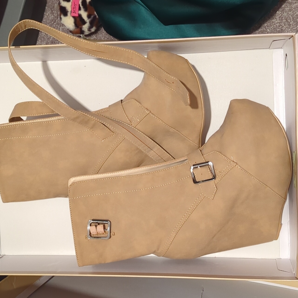 Hidden platform wedge booties